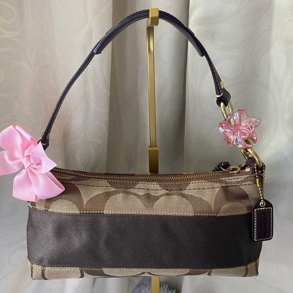 Coach Tan and Pink Shoulder Bag